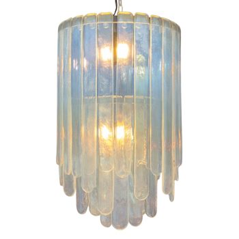Lampadario in vetro di Murano opalescente di Carlo Nason per Mazzega, 1970