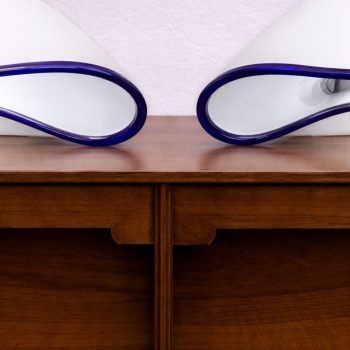 Coppia lampade in vetro di Murano bianco e blu Orsera by Vistosi anni ’70 - immagine 6