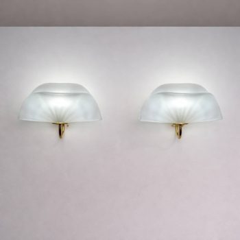 Coppia di appliques a foglia in vetro di Murano e ottone di PAF Studio anni 70 - immagine 6