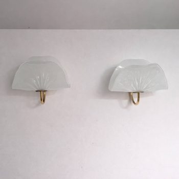 Coppia di appliques a foglia in vetro di Murano e ottone di PAF Studio anni 70 - immagine 4