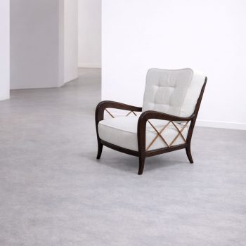 Pair of 1940s Paolo Buffa-style armchairs restored with white bouclé - Image 4