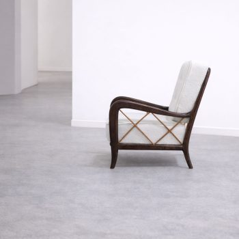 Pair of 1940s Paolo Buffa-style armchairs restored with white bouclé - Image 3