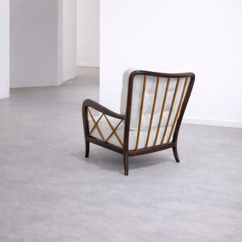 Pair of 1940s Paolo Buffa-style armchairs restored with white bouclé - Image 2