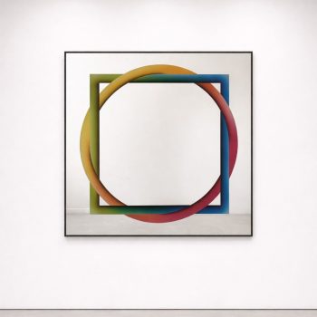 Specchio geometrico serigrafato di Rogelio Polesello per Morphos Acerbis anni 70 - immagine 2