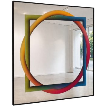 Specchio geometrico serigrafato di Rogelio Polesello per Morphos Acerbis anni 70 - immagine 1