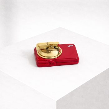 Set da fumo vintage anni ’70 in ceramica smaltata rossa e ottone - immagine 7