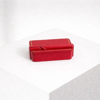 Set da fumo vintage anni ’70 in ceramica smaltata rossa e ottone - immagine 5