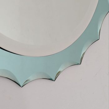 Specchio rotondo turchese a forma di sole anni 60 in stile Fontana Arte - immagine 6