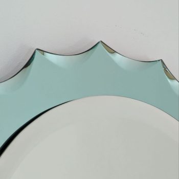 Specchio rotondo turchese a forma di sole anni 60 in stile Fontana Arte - immagine 4