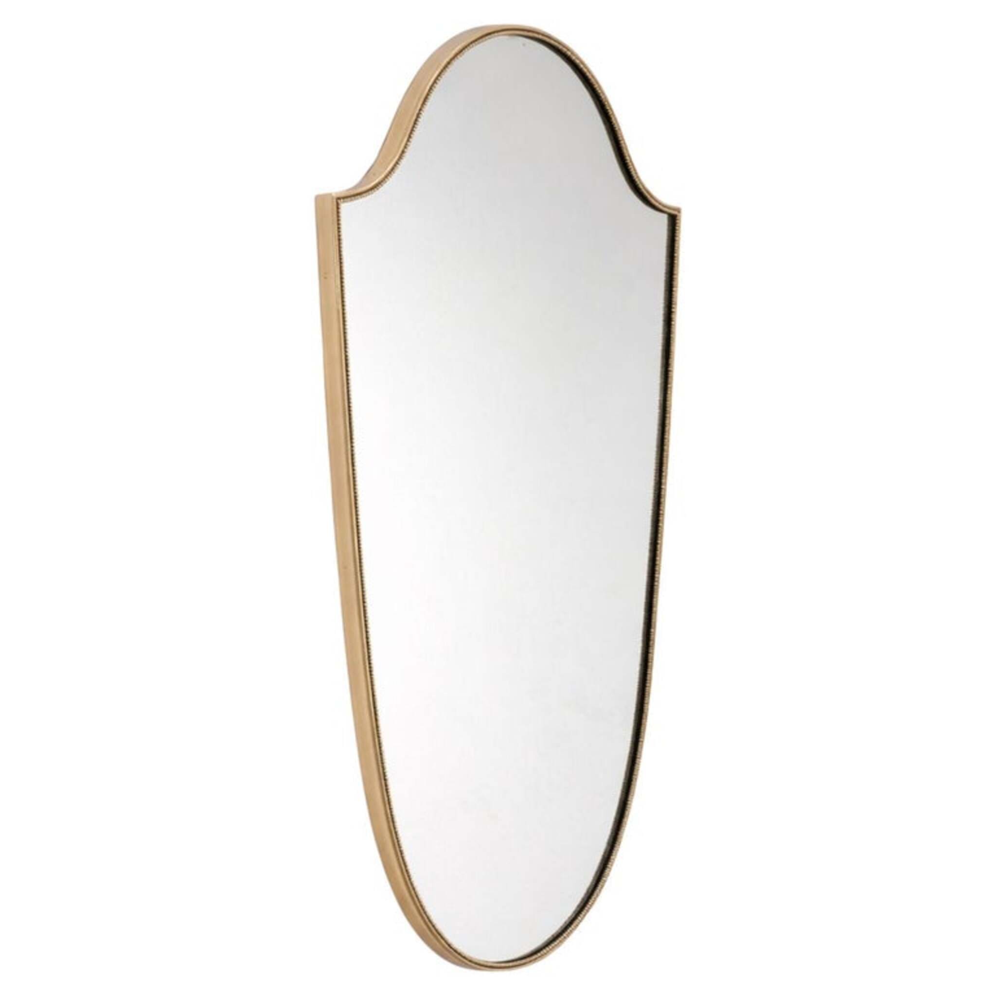 Specchio anni ’50 in ottone a forma di scudo stile Gio Ponti Mid-Century Modern