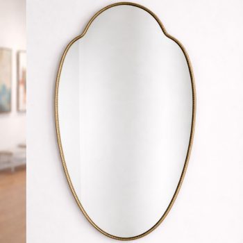 Specchio anni ’50 in ottone a forma di scudo stile Gio Ponti Mid-Century Modern - immagine 3