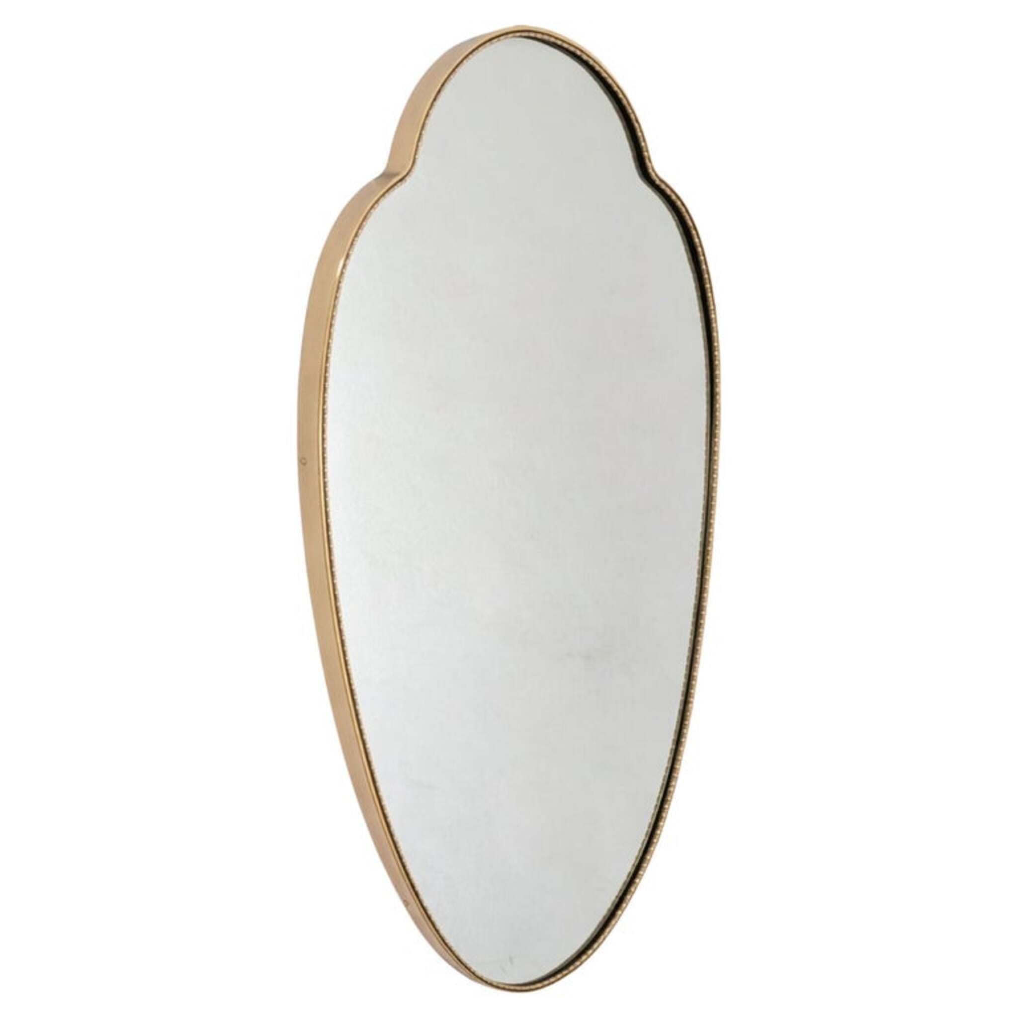 Specchio anni ’50 in ottone a forma di scudo stile Gio Ponti Mid-Century Modern