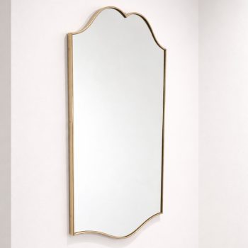 1950s Mid-Century Modern Italian Brass Shield-Shaped Mirror in the Style of Gio Ponti - Image 4