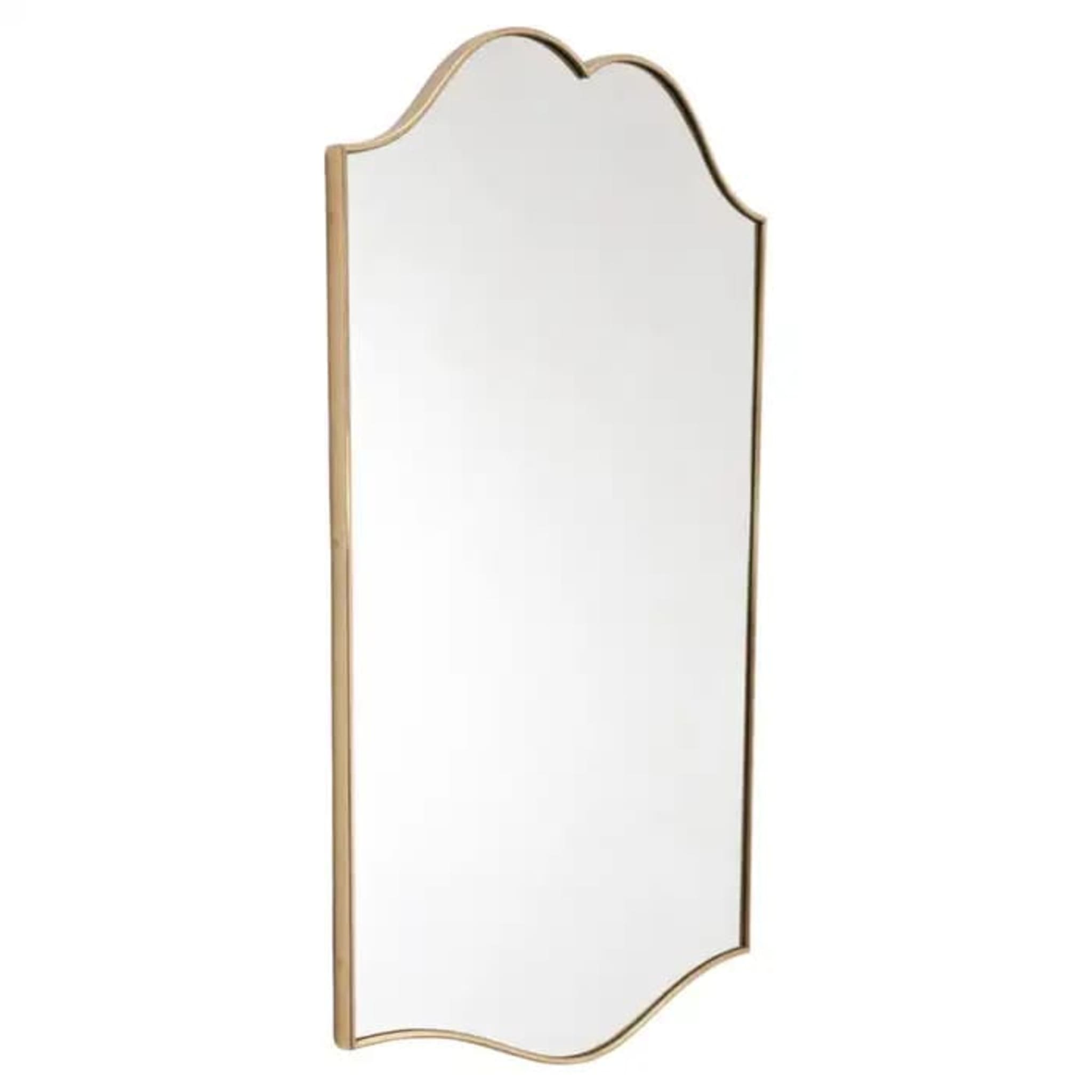 Specchio anni ’50 in ottone a forma di scudo stile Gio Ponti