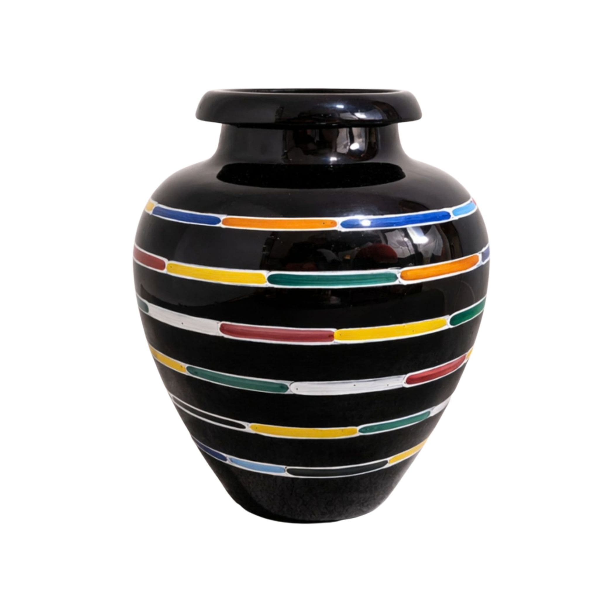 Vaso Piero Dorazio per Deruta anni ’80 in ceramica policroma smaltata