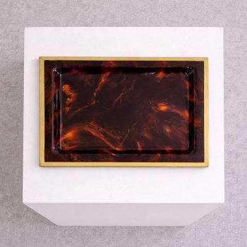 Vassoio anni ’70 in lucite effetto tartaruga e ottone stile Dior – Made in Italy - immagine 4