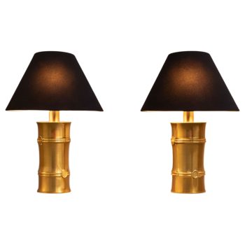 Pair of bamboo brass lamps attributed to Maison Jansen, 1970s