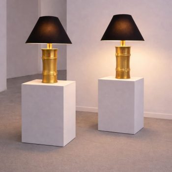 Pair of bamboo brass lamps attributed to Maison Jansen, 1970s - Image 3