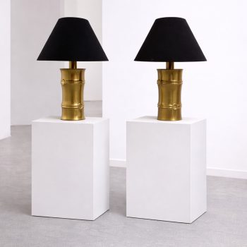 Pair of bamboo brass lamps attributed to Maison Jansen, 1970s - Image 4
