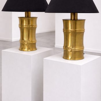 Pair of bamboo brass lamps attributed to Maison Jansen, 1970s - Image 5