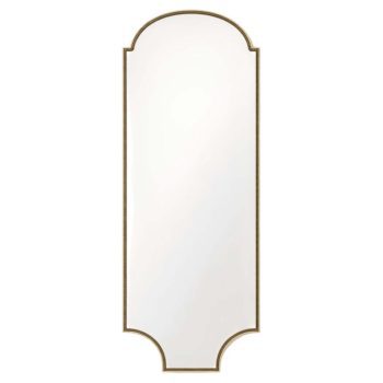 Mid-Century Modern Gothic Shield Mirror in Brass, 1960s - Image 1