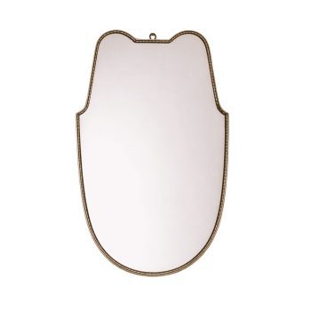 Mid-Century Modern brass shield mirror in the Gio Ponti style, 1960s - Image 1