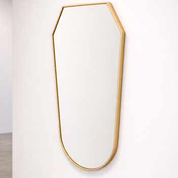 Gio Ponti style brass shield mirror, Italy, 1950s - Image 3
