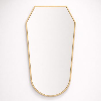 Gio Ponti style brass shield mirror, Italy, 1950s - Image 2