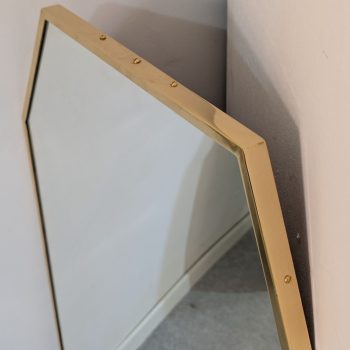 Gio Ponti style brass shield mirror, Italy, 1950s - Image 4