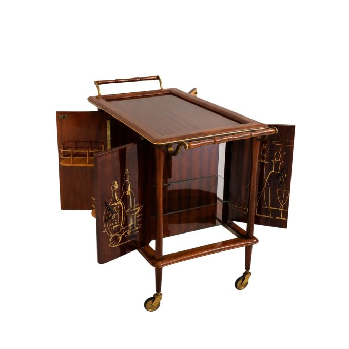 visionidepoca-1960s-italian-ico-parisi-attributed-wood-brass-bar-cart-open-angled-view-white-bg