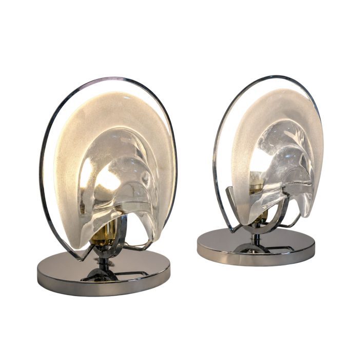 visionidepoca-1970s-italian-mazzega-murano-glass-chrome-table-lamps-pair-front-view