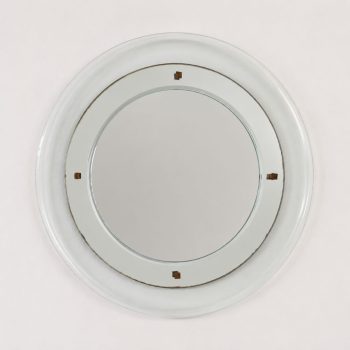 Specchio rotondo attribuito a Fontana Arte e Max Ingrand in vetro di Murano e ottone, anni ’60 - immagine 5