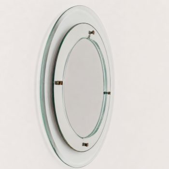 Specchio rotondo attribuito a Fontana Arte e Max Ingrand in vetro di Murano e ottone, anni ’60 - immagine 4