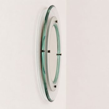 Specchio rotondo attribuito a Fontana Arte e Max Ingrand in vetro di Murano e ottone, anni ’60 - immagine 2