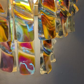 Coppia di appliques anni ’70 in vetro di Murano iridescente attribuite a Vistosi - immagine 5
