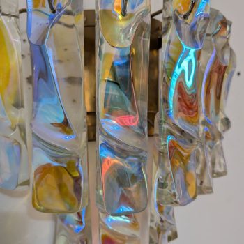 Coppia di appliques anni ’70 in vetro di Murano iridescente attribuite a Vistosi - immagine 4