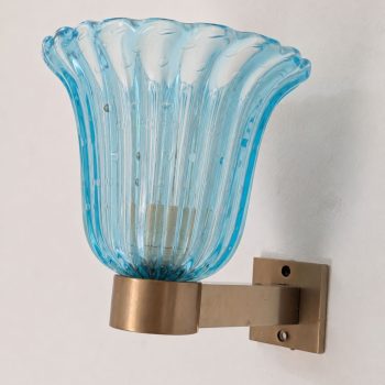 Coppia di appliques in vetro di Murano blu attribuite Barovier & Toso, anni ’50 - immagine 3