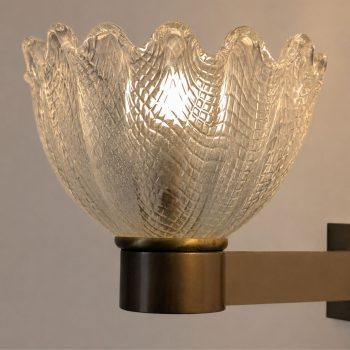 Coppia di appliques anni ’50 in ottone satinato e vetro di Murano attribuite a Barovier & Toso - immagine 8