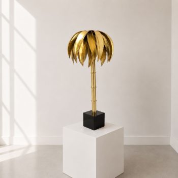 French lamp in the shape of a bamboo palm tree in Maison Jansen style brass - Image 4