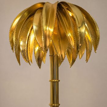 French lamp in the shape of a bamboo palm tree in Maison Jansen style brass - Image 5