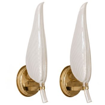 Appliques in vetro di Murano a forma di foglia by Franco Luce anni ’70