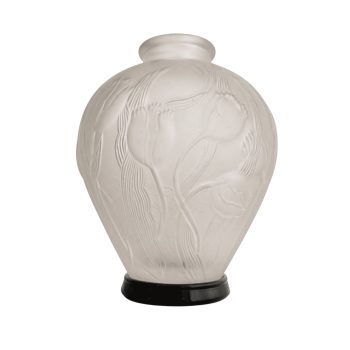 Vaso francese in vetro stile Lalique con motivi floreali, anni ’60
