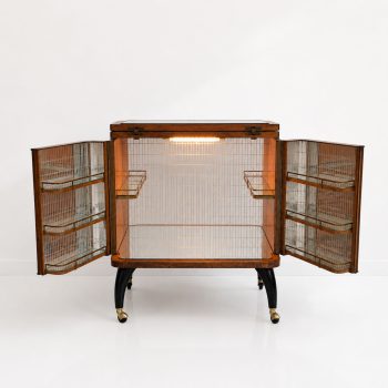 Mobile bar italiano anni ’50 illuminato in radica e specchio a mosaico - immagine 4