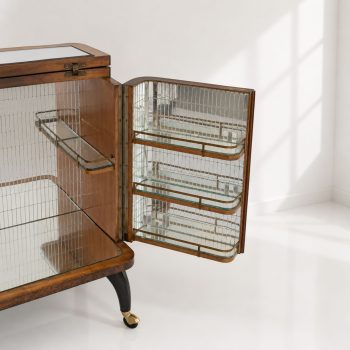 Mobile bar italiano anni ’50 illuminato in radica e specchio a mosaico - immagine 2