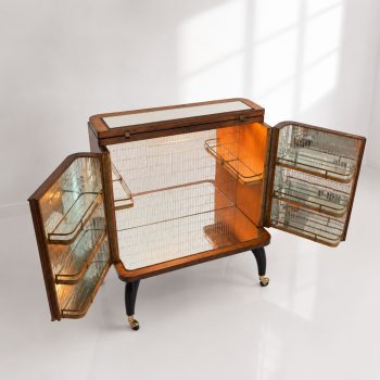 Mobile bar italiano anni ’50 illuminato in radica e specchio a mosaico - immagine 14