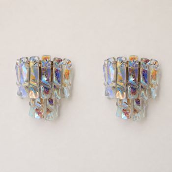 Coppia di appliques anni ’70 in vetro di Murano iridescente attribuite a Vistosi - immagine 3