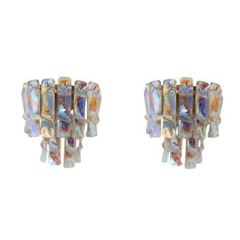 Coppia di appliques anni ’70 in vetro di Murano iridescente attribuite a Vistosi - immagine 1