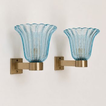Coppia di appliques in vetro di Murano blu attribuite Barovier & Toso, anni ’50 - immagine 4
