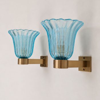 Coppia di appliques in vetro di Murano blu attribuite Barovier & Toso, anni ’50 - immagine 6