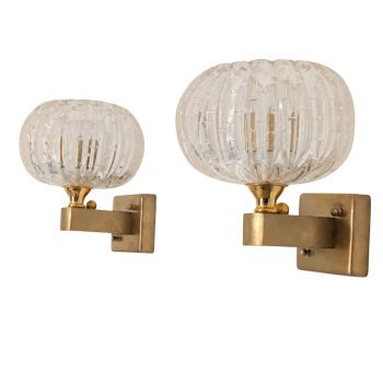 Coppia di appliques in vetro di Murano a bolle by Barovier & Toso, anni ’50